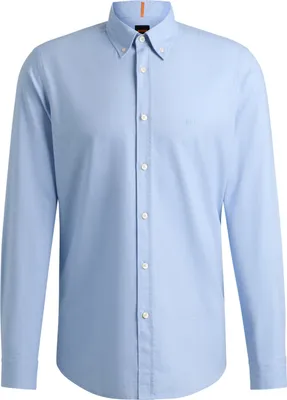 Produktbild von Elegantes Herrenhemd Blau: Langarm, Regular Fit, Button-Down-Kragen