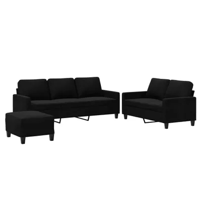 Produktbild von 3-tlg. Sofagarnitur mit Kissen Schwarz Samt