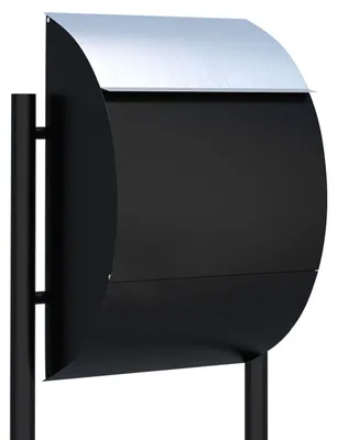 Produktbild von Standbriefkasten Jumbo in Schwarz mit Edelstahlklappe