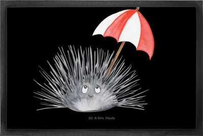 Produktbild von Mr. & Mrs. Panda Fussmatte Seeigel 50 x 75 cm - Schwarz - Geschenk, Selbstakzeptanz, Lebe, Achtsamkeit, Leben, Schmutzfangmatte, Fußabstreifer, fußmatte, Bodenvorleger