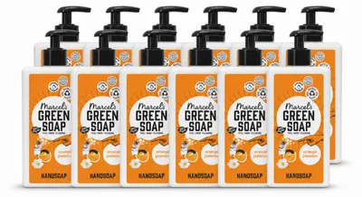 Zdjęcie produktu dla 12 sztuk mydła do rąk "Marcel's Green Soap" - pomarańcz i jaśmin - 500 ml - zestaw ekonomiczny