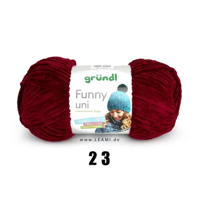 Immagine prodotto di Gründl Chenillegarn Funny uni,100g/120m,Babywolle,100% Poliestere,Häkel-und Strickgarn 23 bordeaux