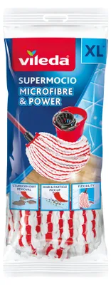 Zdjęcie produktu dla Vileda Microfibre & Power, Końcówka mopa, Czerwony, Biały, Włókno, 1 szt.