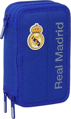 Produktbild von Real Madrid Schulmäppchen mit 37 Utensilien, Kindermäppchen, ideal für Kinder von 5 bis 14 Jahren, 12,5 x 5,5 x 19,5 cm
