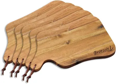 Produktbild von Kesper 28600 64 -- 5 er Set Schneide- und Servierbrett aus Akazie, Akazienholz, Braun, 35 x 22 x 1.8 cm