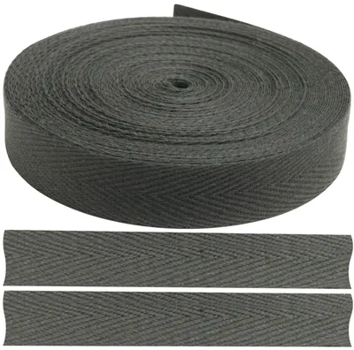 Twill-Lint Fischgrät 9 m x 15 mm, Grau, Baumwolle-Polyester