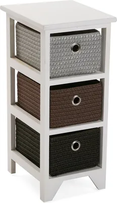 Produktbild von Versa Lingbo Möbel für das Bad, Schubladeneinheit mit 3 Schubladen zum Organisieren, moderne und unterhaltsame Aufbewahrung, Maßnahmen (H x L x B) 56 x 30 x 25 cm, Holz und Plastik, Farbe: Weiß