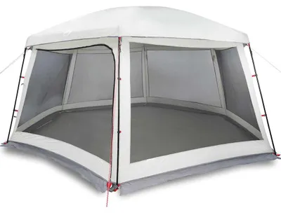 Produktbild von vidaXL Poolzelt mit abnehmbarem Überzelt Netzwänden Grau 618x532cm