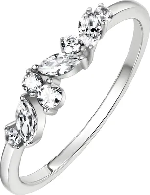 Produktbild von V Ring 375/- Gold weiß 054 (17,2) Zirkonia weiß 371370534-2