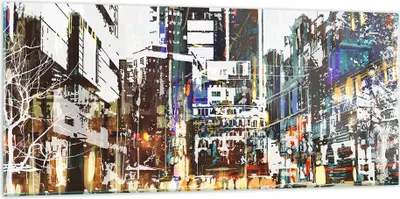 Produktbild von Bilder auf glas - Stadt Straße Haus - 120x50cm - Glasbilder - Wandbilder - Kunstdruck - zum Aufhängen bereit - Wanddekoration aus Glas - Glas Bilder - Wandbild auf Glas - Einteilig - GAB120x50-3800