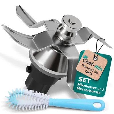 Ersatzmesser für Thermomix TM31, Edelstahl, inkl. Dichtung & Bürste