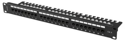 Obrázek produktu pro Lanberg PPU6-1124-B, Cat6, 0,2 dB, Černá, Ocel, 1U, -10 - 60 °C