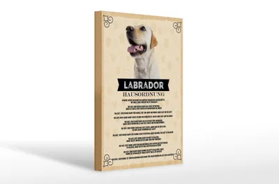 Produktbild von Holzschild Spruch 20x30cm Tiere Labrador Hausordnung Hunde