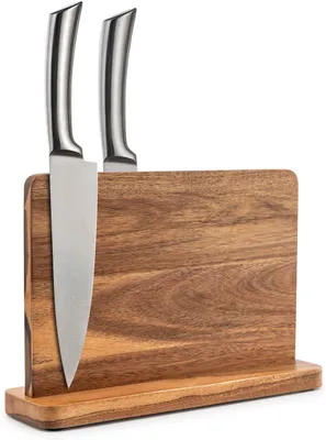 Image de Bloc à couteaux en bois, support magnétique double face pour couteaux, pour cuisine