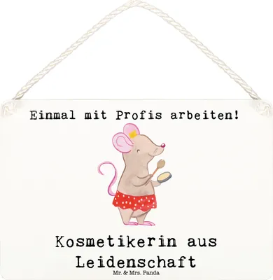 Produktbild von Mr. & Mrs. Panda Holzschild Kosmetikerin Leidenschaft DIN A6 - Weiß - Geschenk, holzbild, Wandschild, Kosmetikstudio, Türschild, Lustig, Wandbild Holz, Make Up Artist
