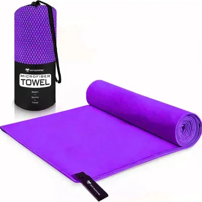 Produktbild von Ręcznik z mikrofibry szybkoschnący miękki siłownia plaża basen 130x75 cm, fioletowy