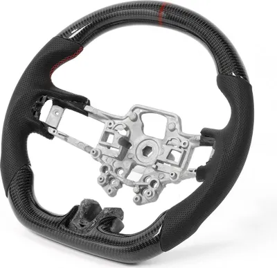 Obrázek produktu pro Volant z uhlíkových vláken, předem tvarovaná kůže s prošíváním, vhodný pro Ford Mustang EcoBoost GT Shelby GT350 / GT350R 2018-2020. červená barva