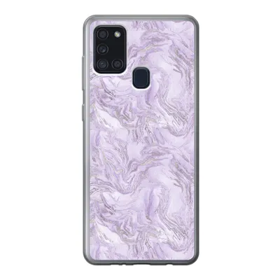 Produktbild von MuchoWow® Handyhülle Schutzhülle Hülle für Samsung Galaxy A21s Marmor - Silber - Muster Silikon Softcase Handy Hülle - Hartschale