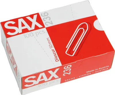 Produktbild von SAX Büroklammer spitze Form 50mm Metall verzinkt 100 St./Pack.