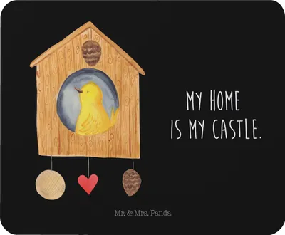 Produktbild von Mr. & Mrs. Panda Mauspad Vogel Haus - Schwarz - Geschenk, Zuhause, mousematte, Wohnung, Mouse Pad, Vogelhäuschen, Castle, pc, Mousepad, Lustige Sprüche, Vogelhaus