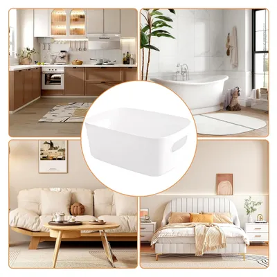 Produktbild von 10 Stück Kunststoff Aufbewahrungsboxen - 25 x 16 x 10 cm Weiß - Organizer mit Griffen - Stapelbare Körbe für Küche, Badezimmer, Schrank, Büro, Kosmetik