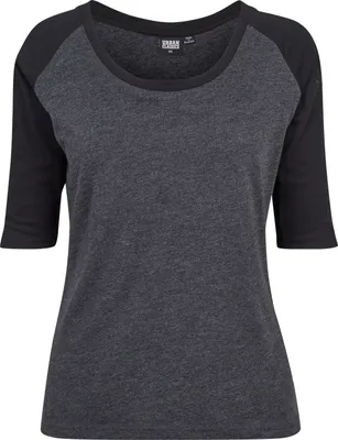 Zdjęcie produktu dla Damska koszulka Urban Classics Ladies 3/4 Contrast Raglan Tee, kolor grafitowy/czarny – rozmiar XS