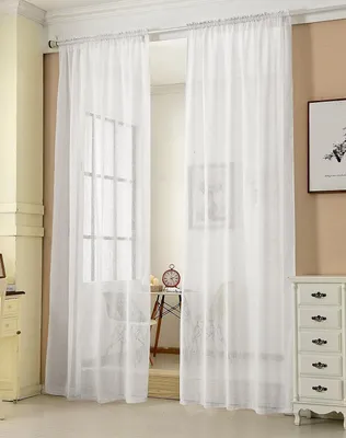 Transparente Vorhänge 2er-Set, Leinenoptik, 140x145 cm, Weiß