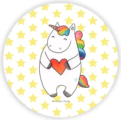 Produktbild von Mr. & Mrs. Panda Kühlschrankmagnet Einhorn Herz - Weiß - Geschenk, Bunt, magnet, für pinwand, Lustig, Unicorn, Einhörner, pinnwand, whiteboardmagnet, kühlschrank