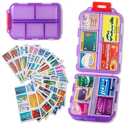 Obrázok produktu pre Tablietková škatuľa na 7 dní, 2 priehradky, na ráno a večer, fialová, 9,5 x 6,4 x 2,5 cm