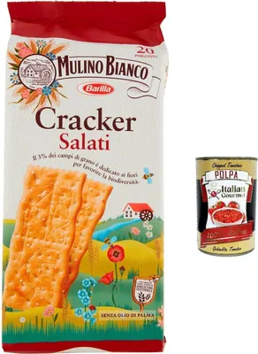 Produktbild von 12x Mulino Bianco Cracker Salati herzhafter Cracker mit nachhaltigem Mehl 500g + Italian goumet polpa 400g
