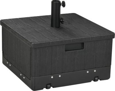 Outsunny Sonnenschirmständer bis 80 kg Sand befüllbar 3-in-1 Sonnenschirmfuß, Beistelltisch mit Griff, Rollen, Hochbeet, für Ø38/48 mm Schirmstangen Ständer für Garten, Balkon, Schwarz