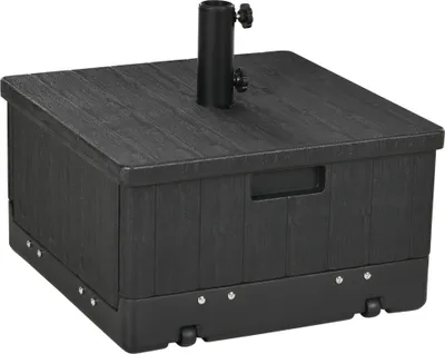 Produktbild von Outsunny Sonnenschirmständer bis 80 kg Sand befüllbar 3-in-1 Sonnenschirmfuß, Beistelltisch mit Griff, Rollen, Hochbeet, für Ø38/48 mm Schirmstangen Ständer für Garten, Balkon, Schwarz