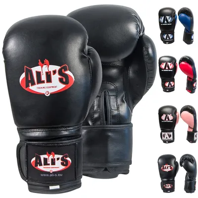 Produktbild von Ali’s Fightgear BT GO Boxhandschuhe Schwarz – 10 oz – Für Training, Sparring & Kickboxen – Anfänger & Profis – Hochwertige Polsterung & Klettverschlu