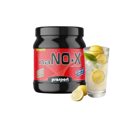 Produktbild von Prosport naNO-X® Pre Workout Booster Citrus Punch – 908g Trainingsbooster mit Koffein, Aminosäuren, BCAA & Beta-Alanin, KI-generiertes Bild