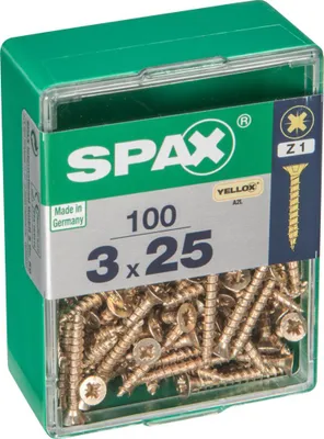 Produktbild von SPAX 4081020300252, Schraube, Stahl, Zink, Holz, Flachkopf, Pozidriv, Gelb