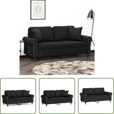 Produktbild von The Living Store 2-Sitzer-Sofa mit Zierkissen Schwarz 140 cm Samt