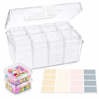 Image de Boîtes de rangement pour petites pièces - Coffret de 33 pièces avec poignée de transport - Idéal pour ranger outils et accessoires