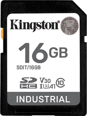 Obrázek produktu pro Kingston Technology 16G SDHC Industrial pSLC, 16 GB, SDHC, Třída 10, UHS-I, 100 MB/s, 80 MB/s