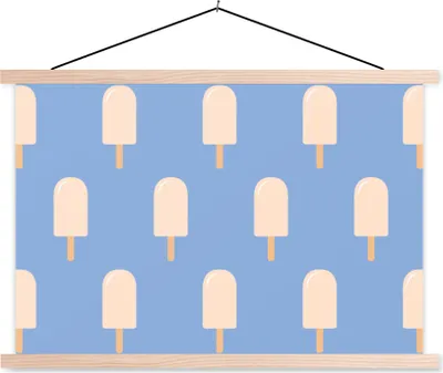 Produktbild von MuchoWow® Textilposter Eiscreme - Muster - Blau 60x40 cm mit holzfarbenen Rahmen - Bilder