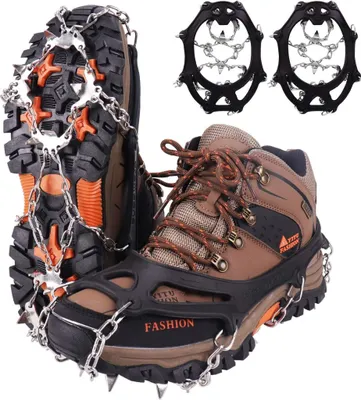 Produktbild von Eisspikes, Schuhkrallen mit19 Edelstahl Zähne Spikes Schuhkrallen  Eisspikes für Klettern Bergsteigen Trekking High Altitude Winter
