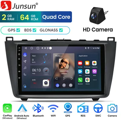 Immagine prodotto di Autoradio da 9" con CarPlay e Android 15 per Mazda 6 GH GG 2007-2012: navigatore GPS, Wi-Fi, Bluetooth, DAB+, SWC, USB, DSP, RDS, 2 GB + 64 GB
