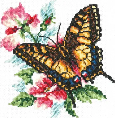 Obrázok produktu pre Magic Needle Zweigart Edition – súprava na vyšívanie krížovým stehom „Swallowtail Butterfly“, vzor s číslami, 17 x 18 cm