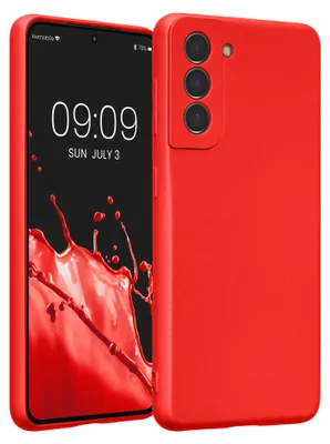 Produktbild von kwmobile Handyhülle für Samsung Galaxy S21 Hülle - weiche Silikon Case metallisch schimmernd - Schutzhülle Cover - Metallic Dunkelrot