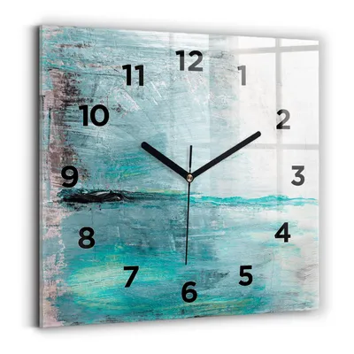 Produktbild von Wallfluent Wanduhr – Stilles Quarzuhrwerk - Uhr Dekoration Wohnzimmer Schlafzimmer Küche - Zifferblatt - schwarze Zeiger - 30x30 cm - Öltextur abstrakt