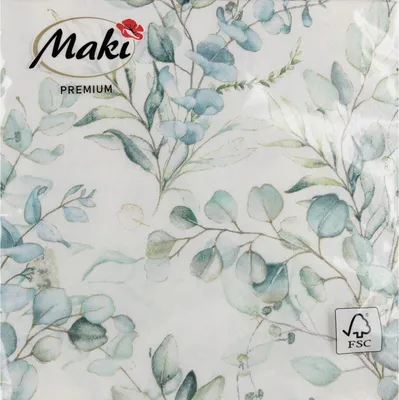 Zdjęcie produktu dla Kwiat Eukaliptusa Gałązki 20 sztuk serwetek 25x25 cm