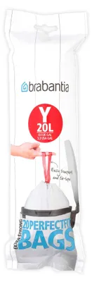 Produktbild von Brabantia 116742 Perfectfit Müllbeutel Code Y, 20L, 20Stück/Rolle, Plastik, Weiß