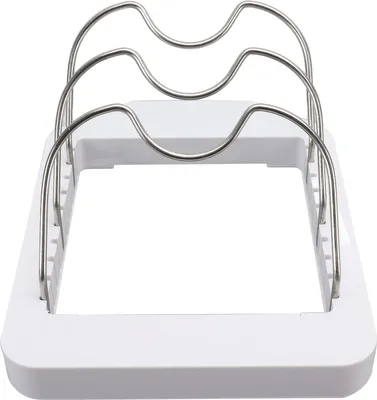 Image de Organisateur de couvercles de casseroles en plastique en forme de U pour la maison et la cuisine Blanc