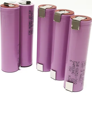 Several purple cylindrical batteries are arranged in a group on a white background.