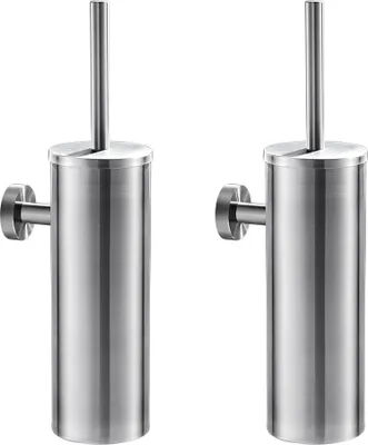Produktbild von 2 x Auralum Edelstahl Klobürste Toilettenbürste mit Halter, Wandmontage WC-Bürste und Behälter fürs WC, Gästebad, Badezimmer