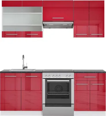 Produktbild von Küchenzeile Vicco Fame-Line Bordeaux Hochglanz/Weiß 200 cm , AP Anthrazit, Model 42599